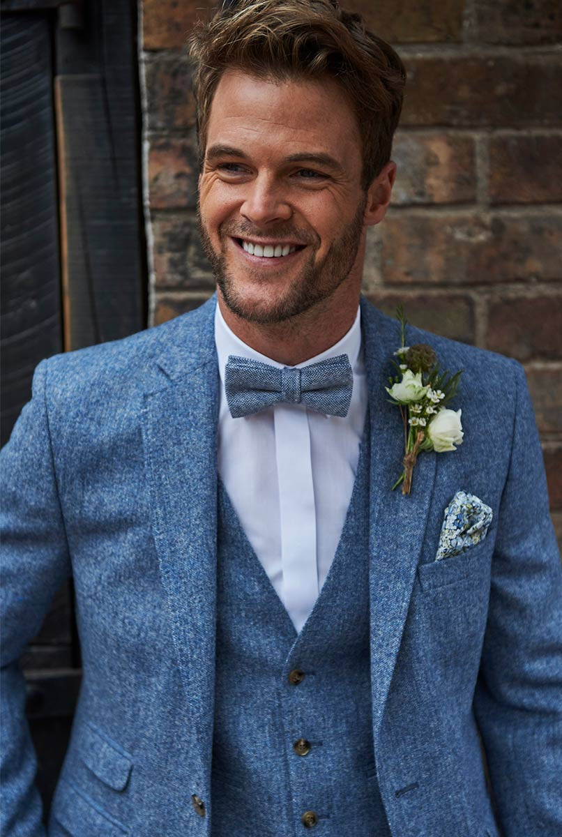 Brocton Sky Blue Premium Tweed Suit Hire Piece Suit Hire
