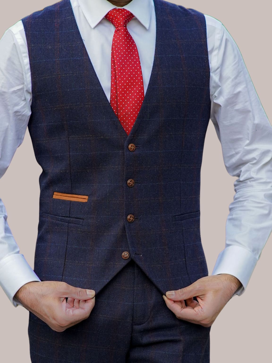 Barucci Bruno Men s Vintage Navy Tweed Waistcoat 30R