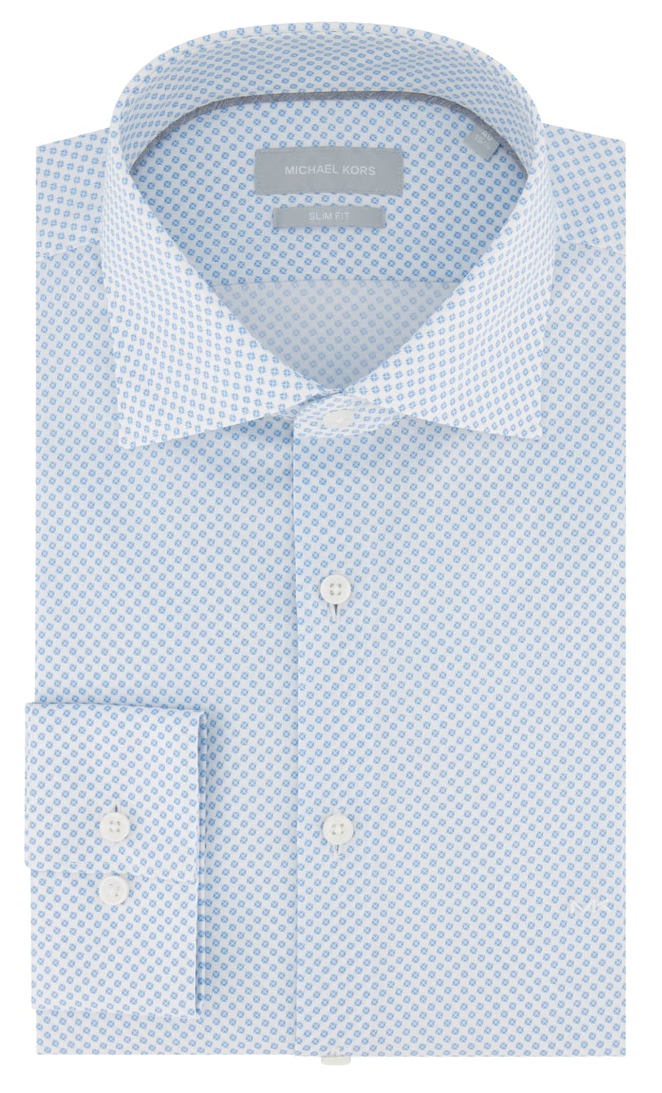 Michael Kors | Michael Kors Men's Light Blue Business Print Slim Fit Shirt - MENSWEARR HIRE5 MENSWEAR Michael Kors | Michael Kors Men's Light Blue Business Print Slim Fit Shirt - MENSWEARR HIRE5 MENSWEAR