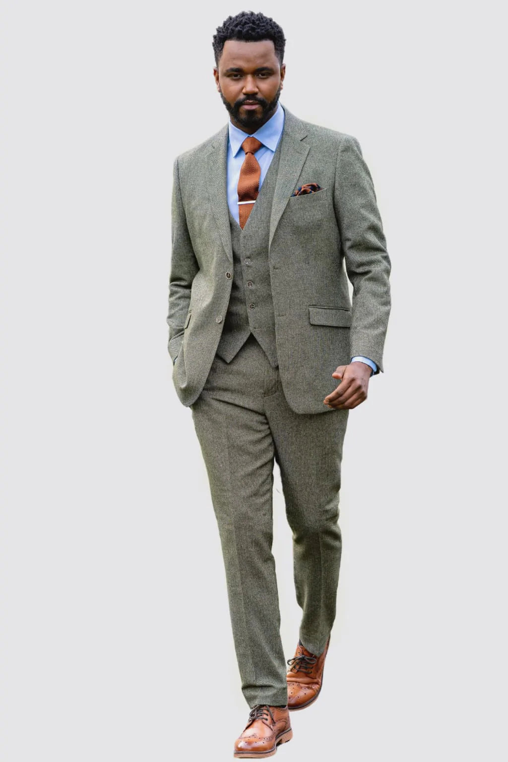 HIRE5 Menswear| Men's Piece Sage Green Tweed Wedding Suit