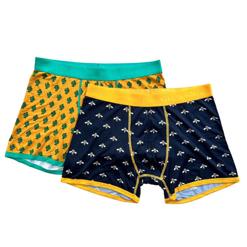 Bamboo Boxers 2 Pack - Bumblebee / Cactus