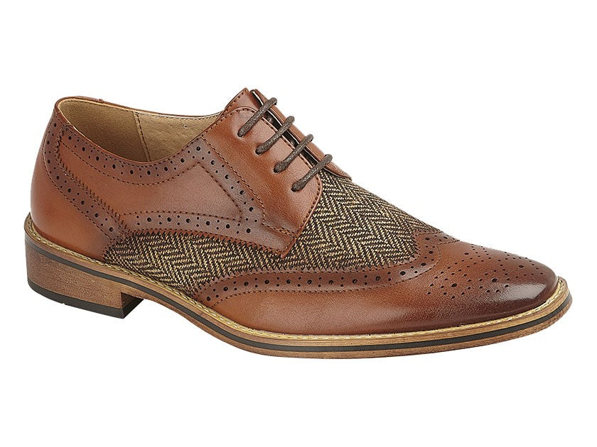 Goor Men's Tan 4 Eye Gibson Brogue Shoes