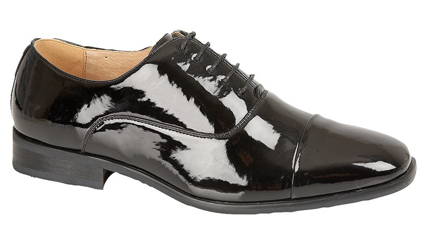 Goor Men's Black Pleated Cap Oxford Tie Shoe