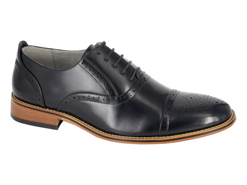 Goor Men's Burnished Capped Lace Oxford Brogue Shoes