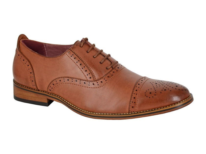 Goor Men's Burnished Capped Lace Oxford Brogue Shoes
