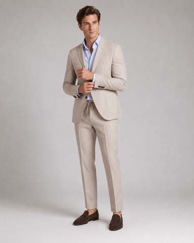 Michael Kors Stone Premium Pure Linen Suit Drawstring Trousers