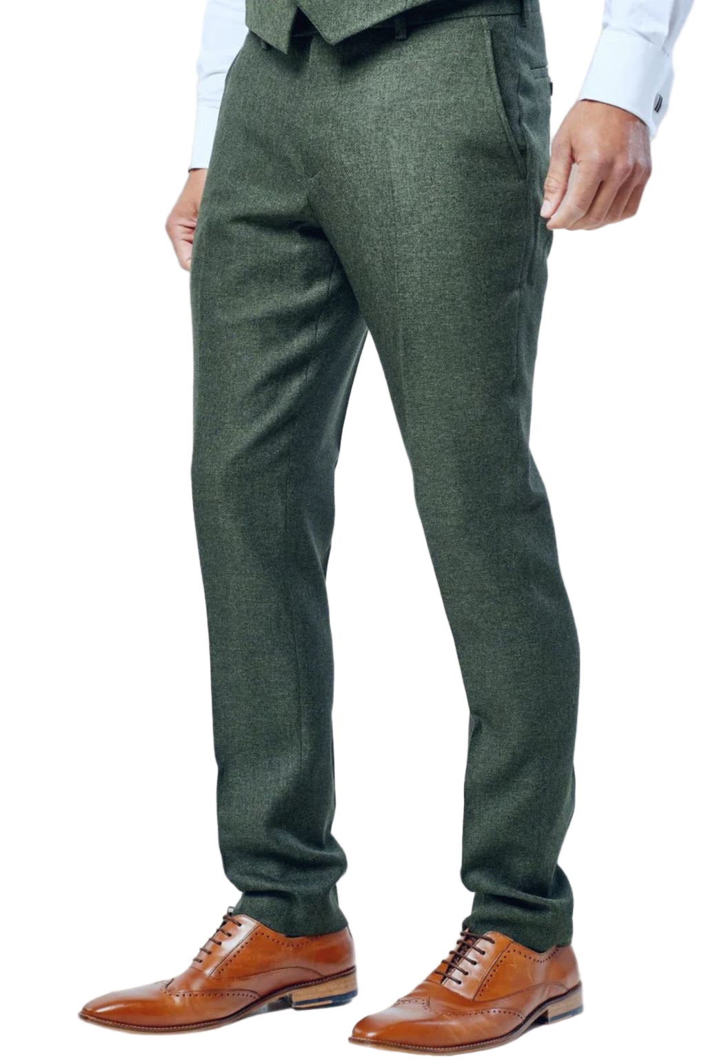 Fratelli Robbie Men’s Olive Green Tweed Trousers - Trousers