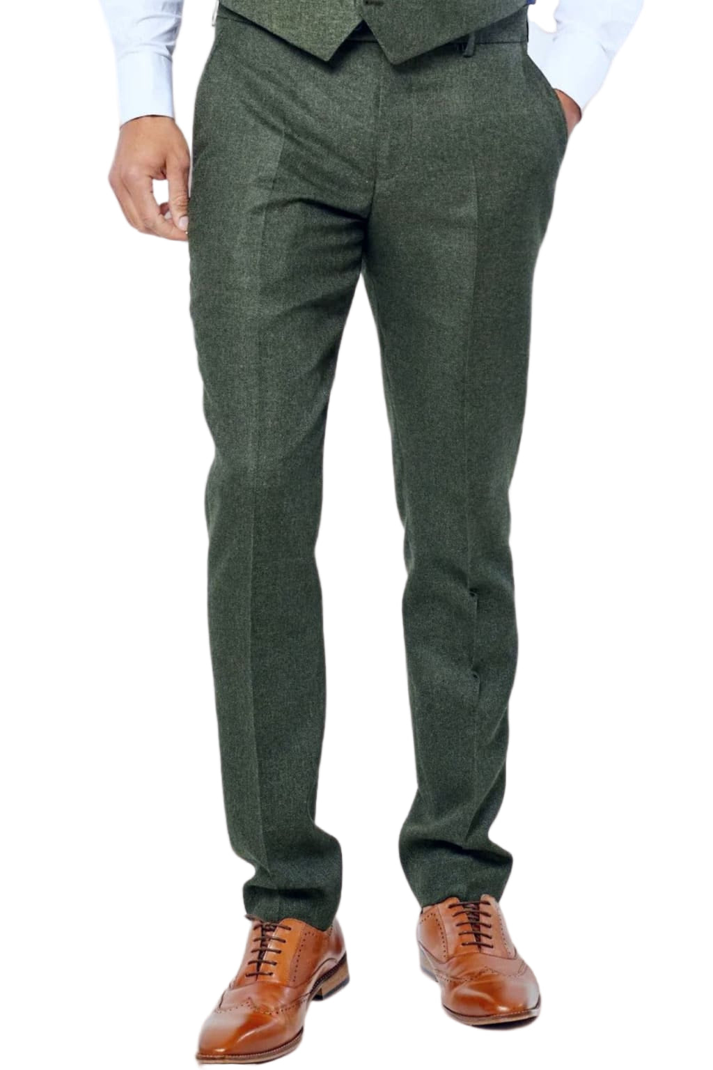 Fratelli Robbie Men’s Olive Green Tweed Trousers - Trousers