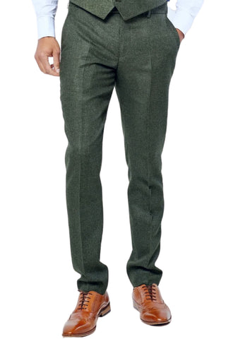 Fratelli Robbie Men’s Olive Green Tweed Trousers - Trousers