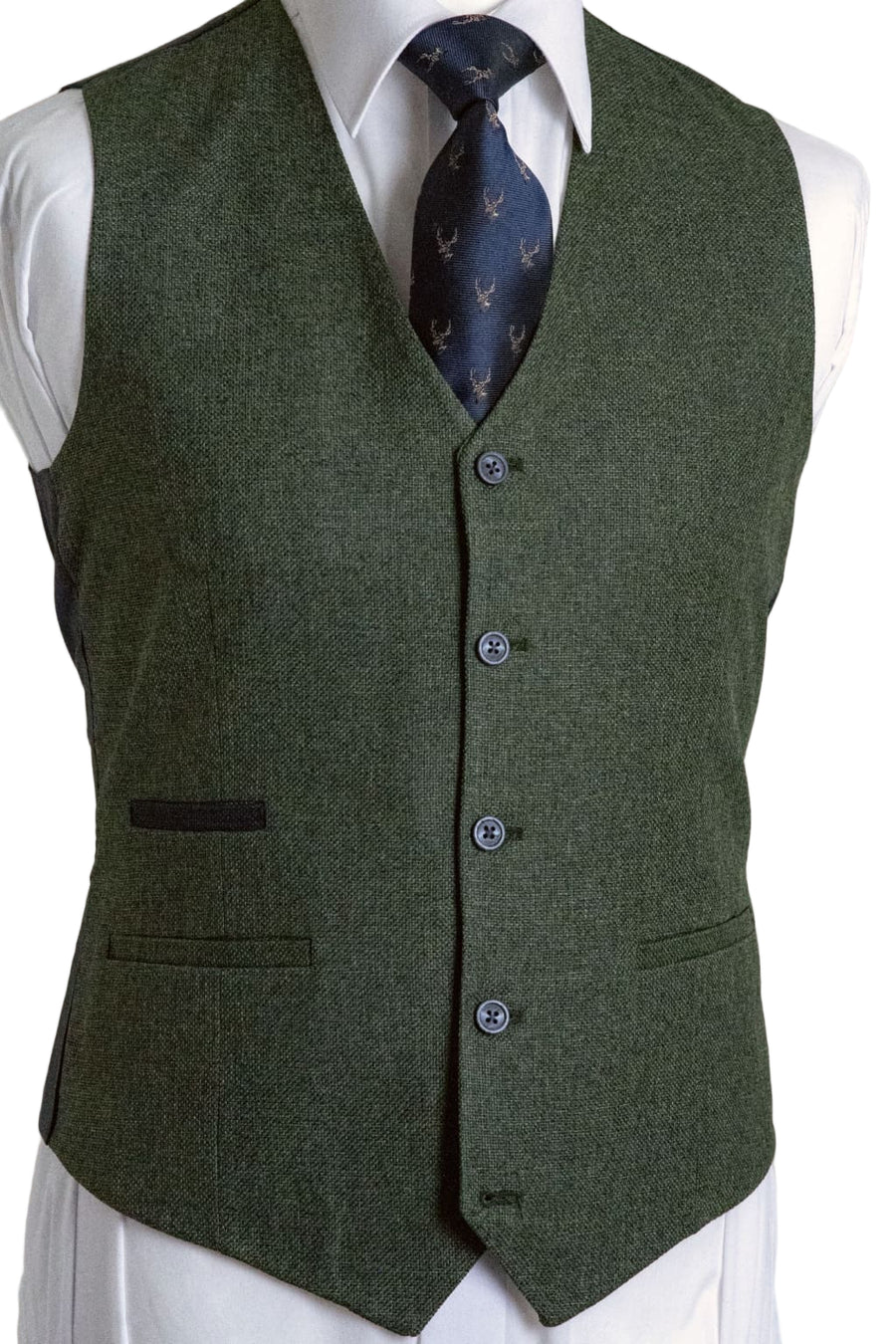 Olive Green Tweed Waistcoat