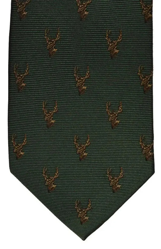 LA Smith Green Stag Silk Tie - Accessories 649