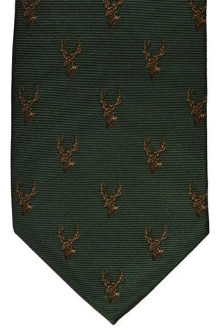 LA Smith Green Stag Silk Tie - Accessories