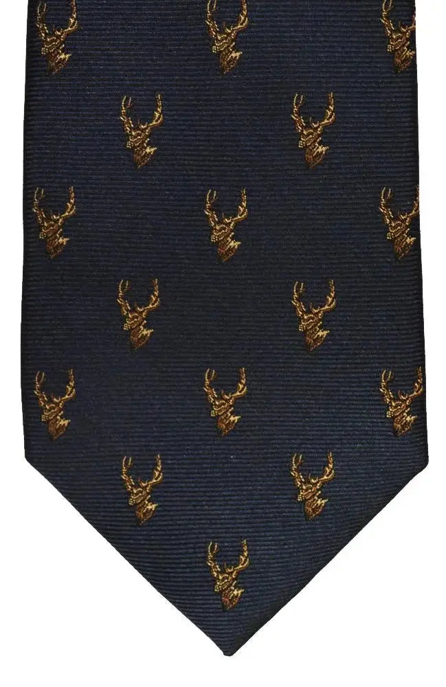 LA Smith Navy Stag Silk Tie - Accessories