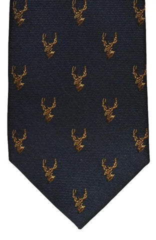 LA Smith Navy Stag Silk Tie - Accessories