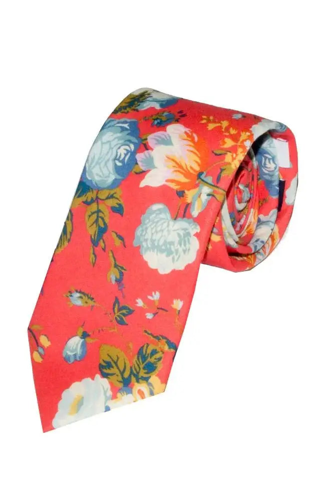 LA Smith Red Liberty Art Fabric Cotton Tie - Accessories