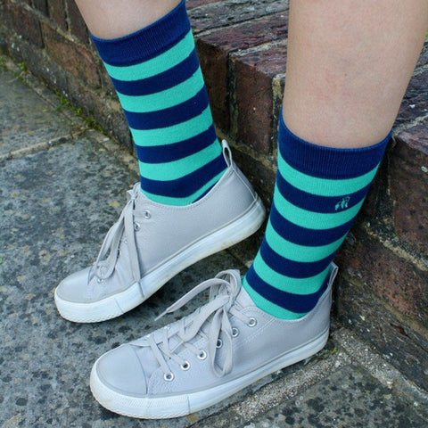 Lime Green Striped Bamboo Socks