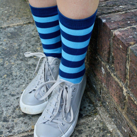 Sky Blue Striped Bamboo Socks