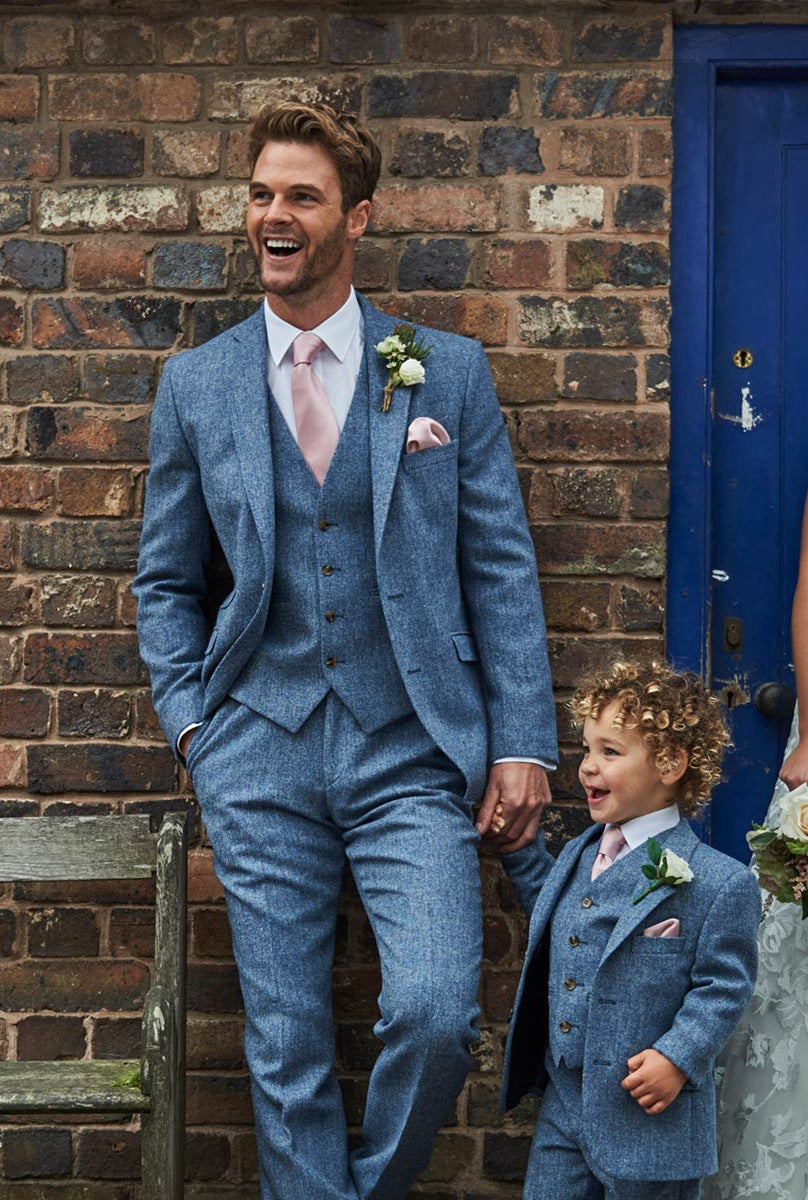 Brocton Sky Blue Premium Tweed Suit Hire