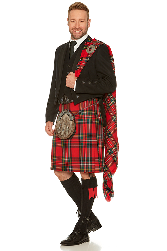 Prince Charlie Black Dark Button Kilt Hire