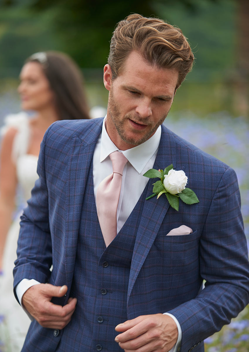 Alveley Premium Blue Check Suit Hire