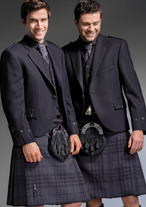 Premium Argyle Black Dark Button Kilt Hire