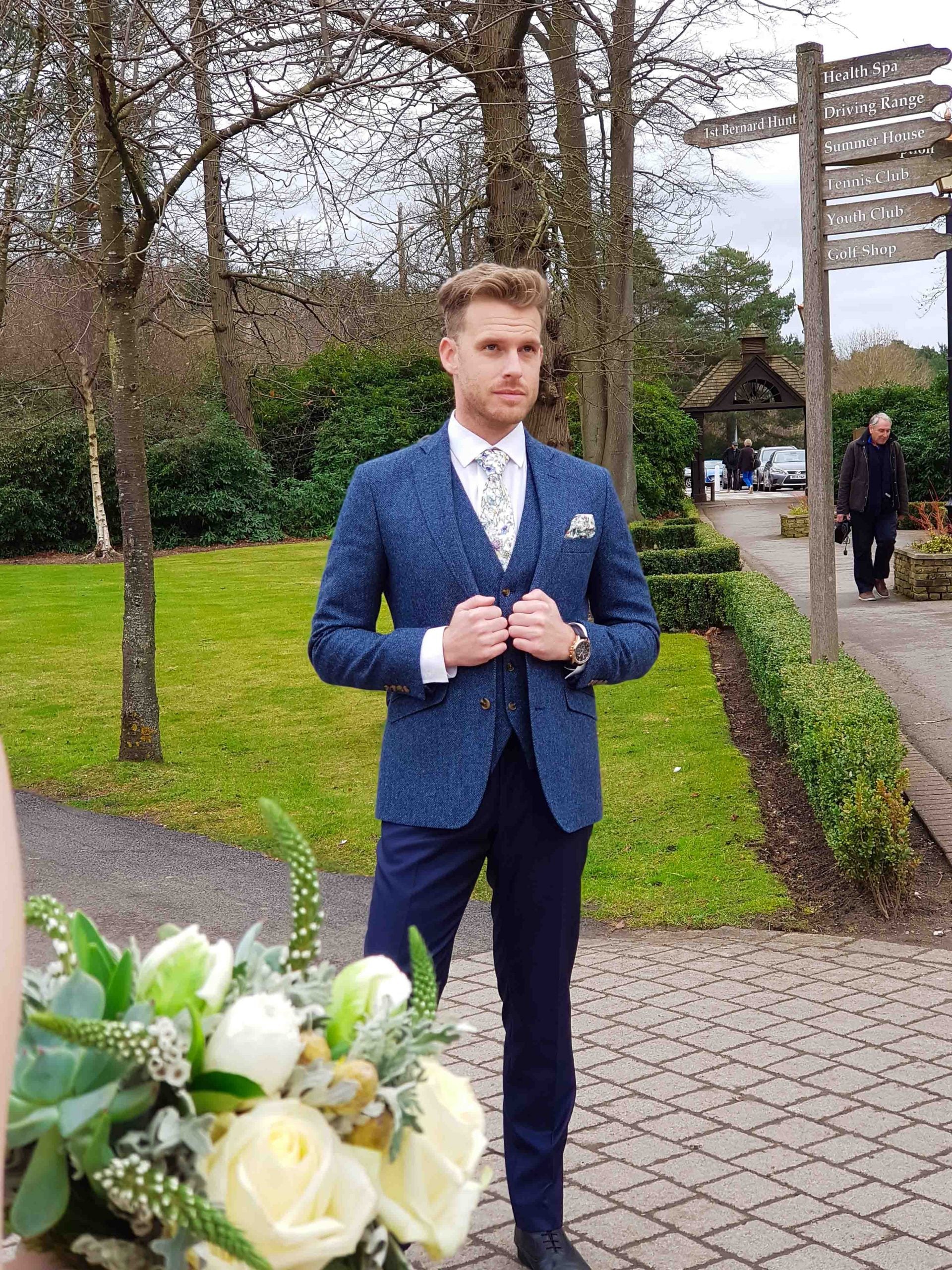 DEVON Blue Premium Tweed Suit Hire Piece Suit Hire