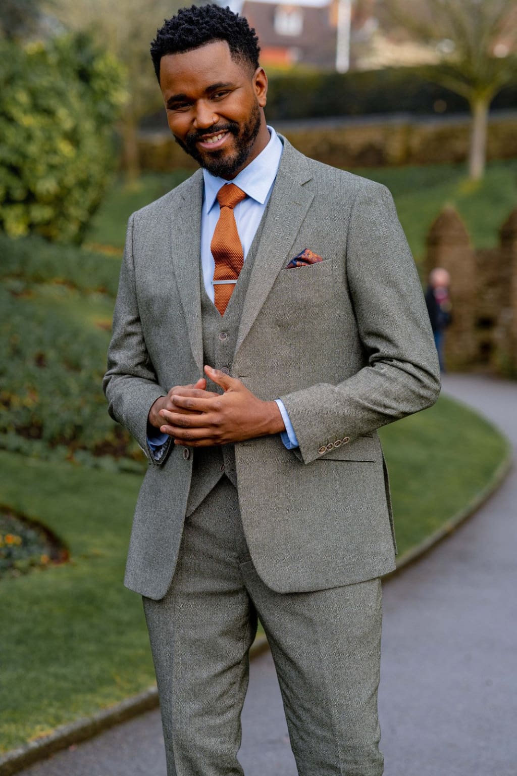 HIRE5 Menswear| Men's Piece Sage Green Tweed Wedding Suit