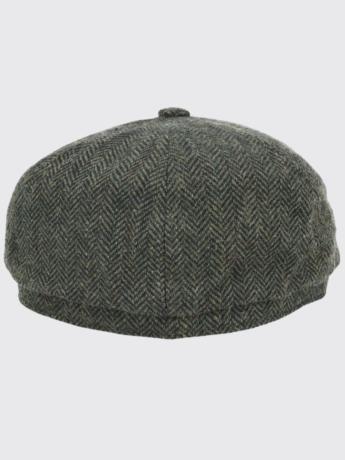 Barucci Devon Wool Blend Green Herringbone Tweed Baker Boy Cap - Accessories