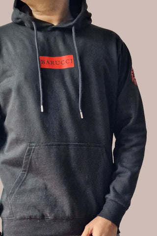 Barucci Joe Black Cotton-Blend Hoodie With Red Logo - Hoodie