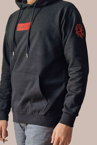 Barucci Joe Black Cotton-Blend Hoodie With Red Logo - Small - Hoodie