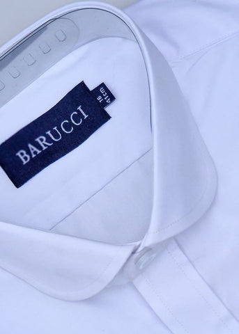 Barucci Men’s Penny Round Collar White Double Cuff Shirt - Shirts