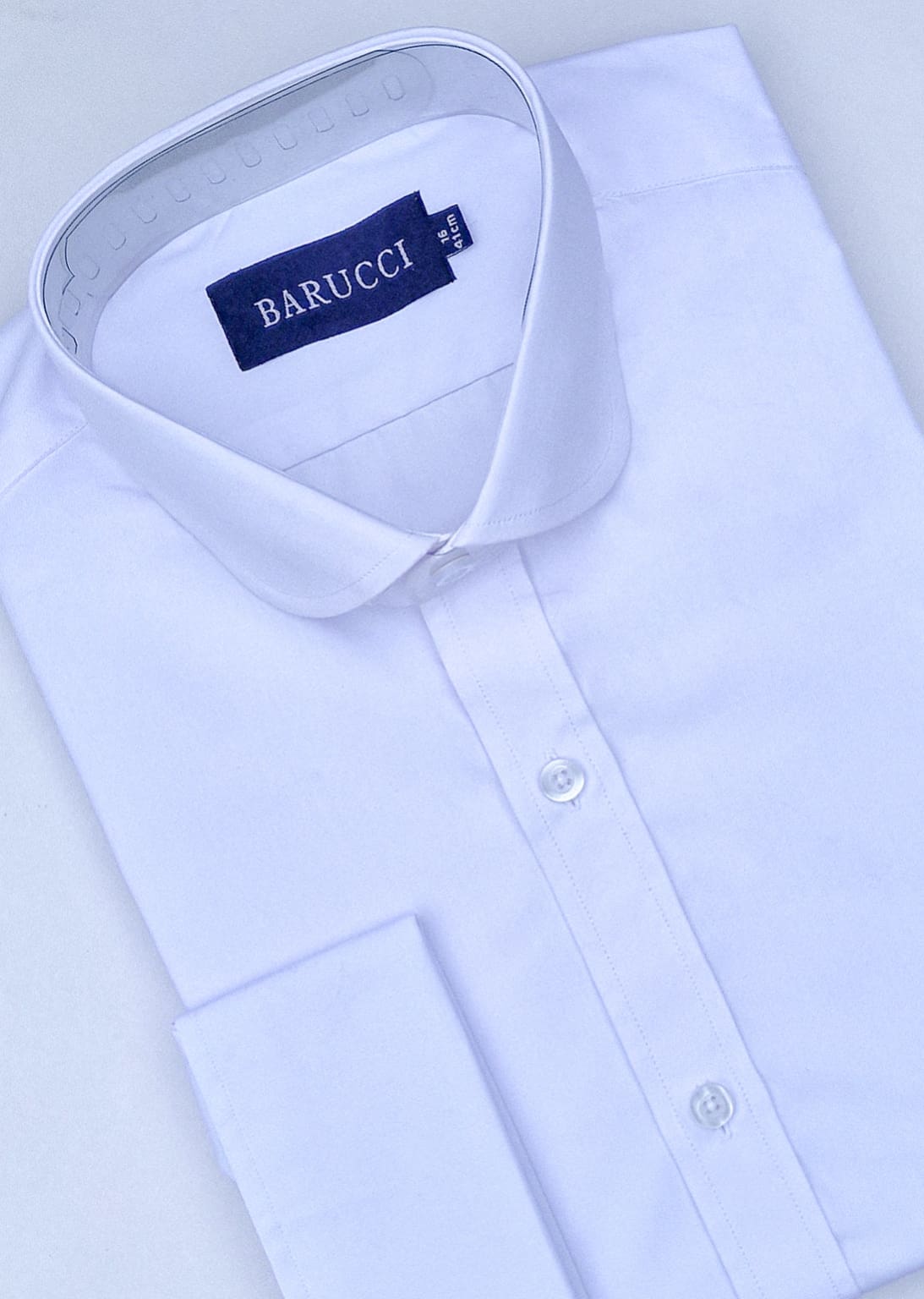 Barucci Men’s Penny Round Collar White Double Cuff Shirt - Shirts