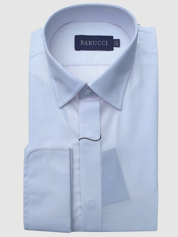 Barucci Men’s White Double Cuff Slim Fit Formal Shirt - Shirts