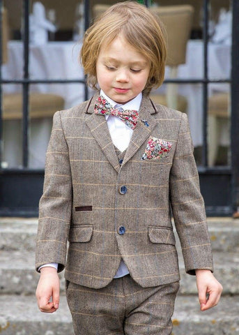 Cavani Albert Boys Three Piece Brown Slim Fit Suit - Suit & Tailoring