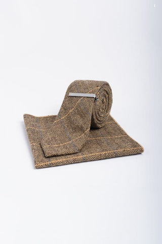 Cavani Albert Brown Tweed Tie Set - tie