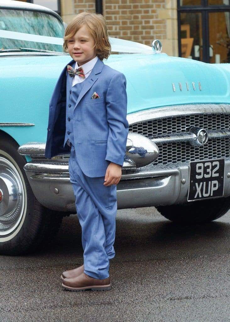 Cavani Boys Blue Jay 3 Piece Sky Blue Slim Fit Suit - Suit & Tailoring