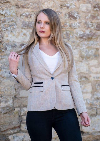 Cavani Caridi Beige Check Womens Blazer - Suit & Tailoring