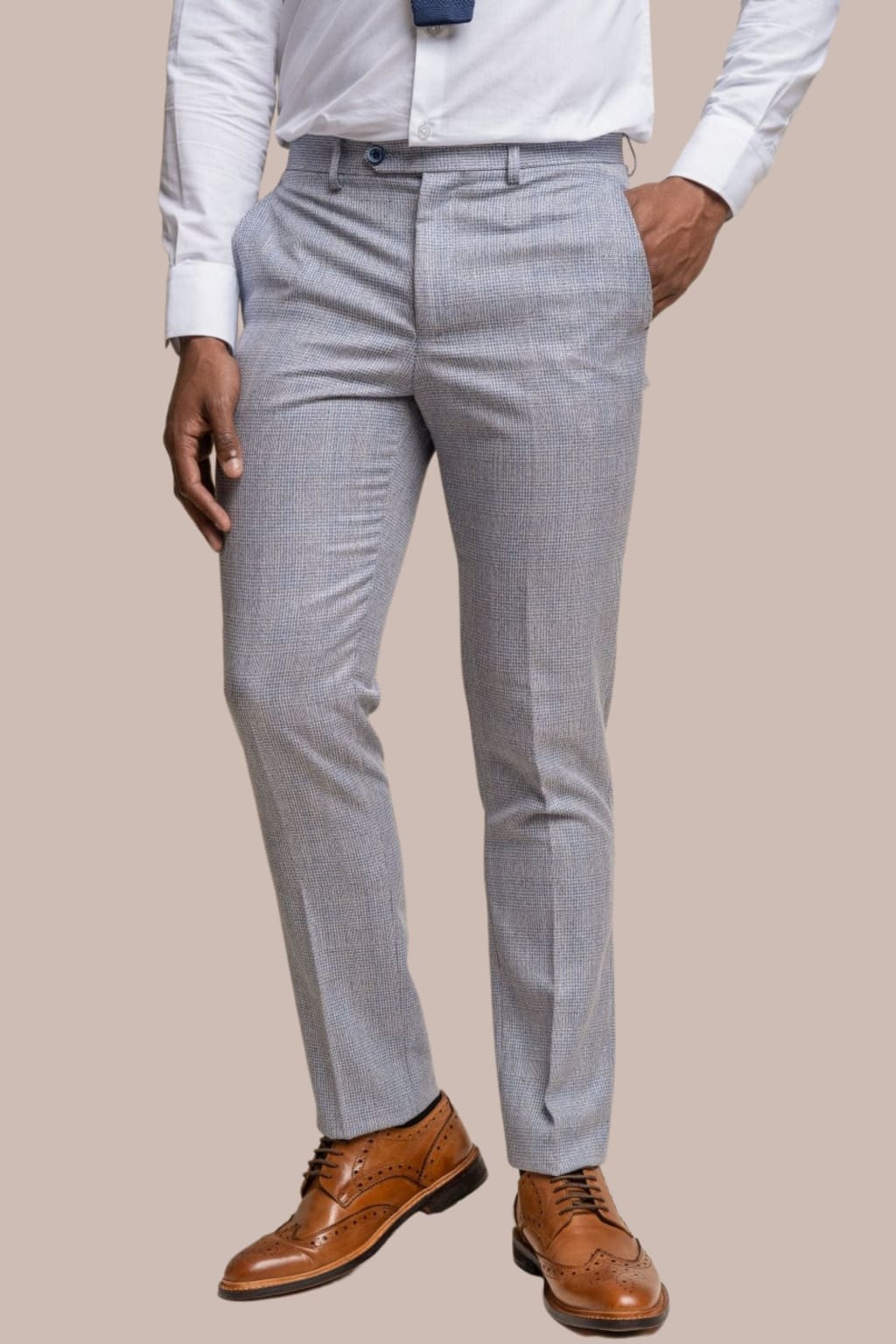 Cavani Caridi Men’s Slim Fit Trousers - Sky Blue / 28R - Trousers