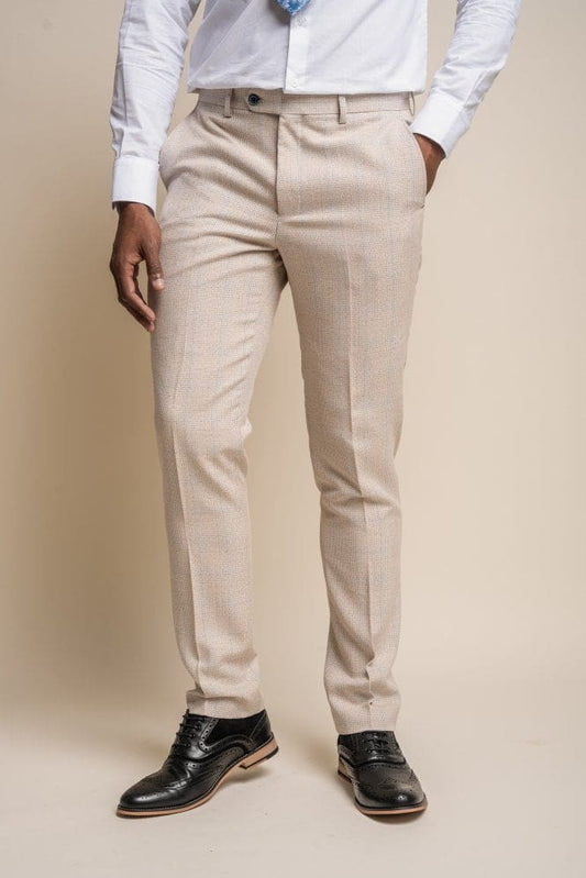 Cavani Caridi Men’s Slim Fit Trousers - Beige / 28R - Trousers 665