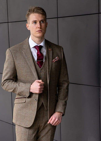 Cavani Gaston Sage Sim Fit Tweed Style Blazer - Suit & Tailoring