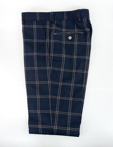 Cavani Hardy Navy Check Slim Fit Trousers - Suit & Tailoring