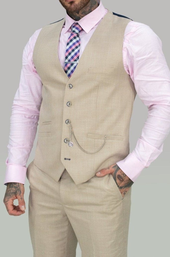 Cavani Miami Men’s Beige Waistcoat - 36 - Suit & Tailoring