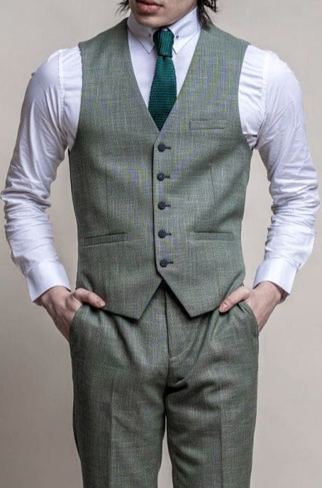 Cavani Miami Men’s Sage Green Waistcoat - Waistcoats