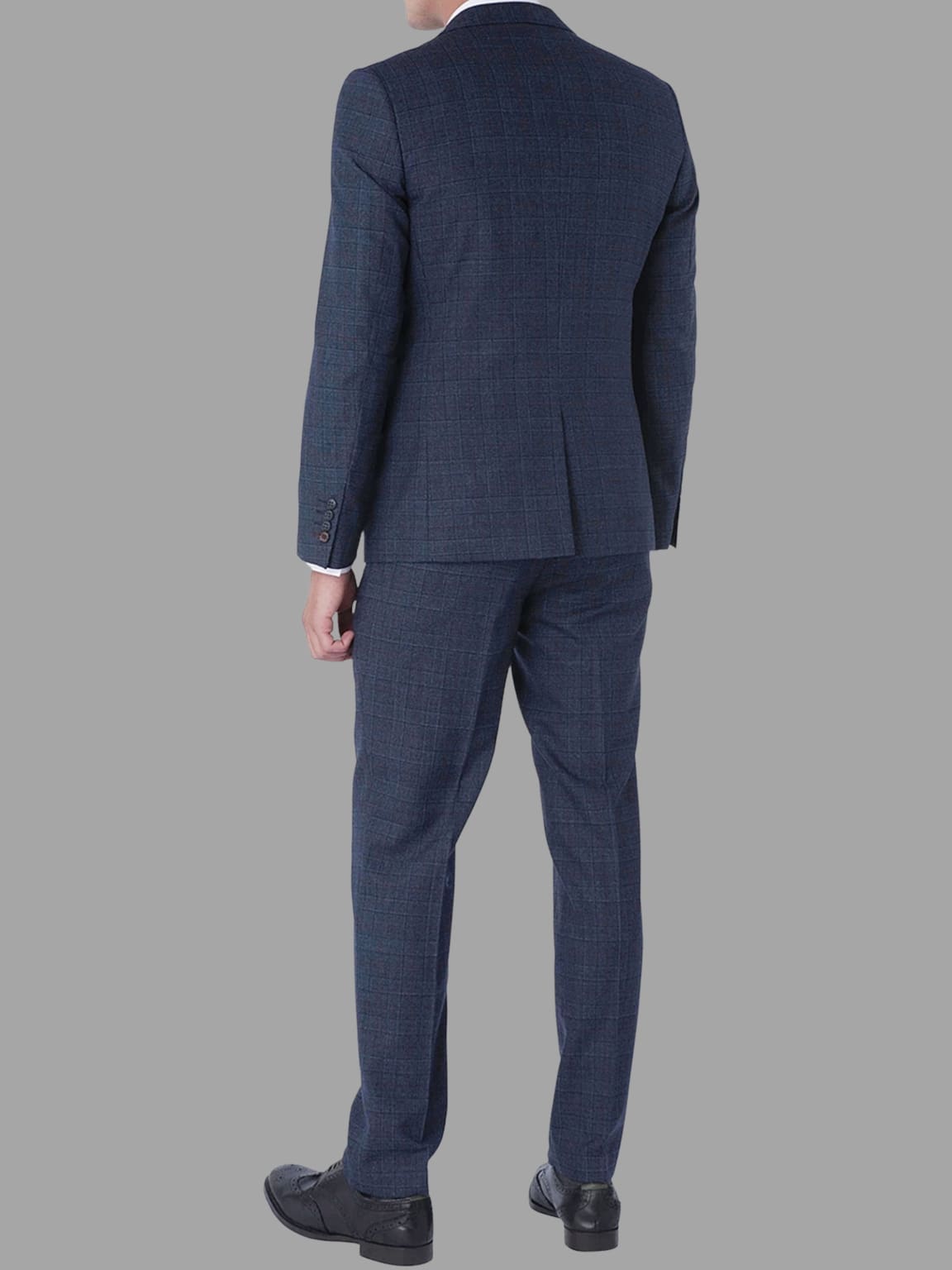 Harry Brown Finley Check Navy 3 Piece Suit - Suit & Tailoring