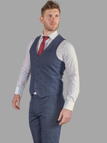 Harry Brown Finley Check Navy 3 Piece Suit - Suit & Tailoring