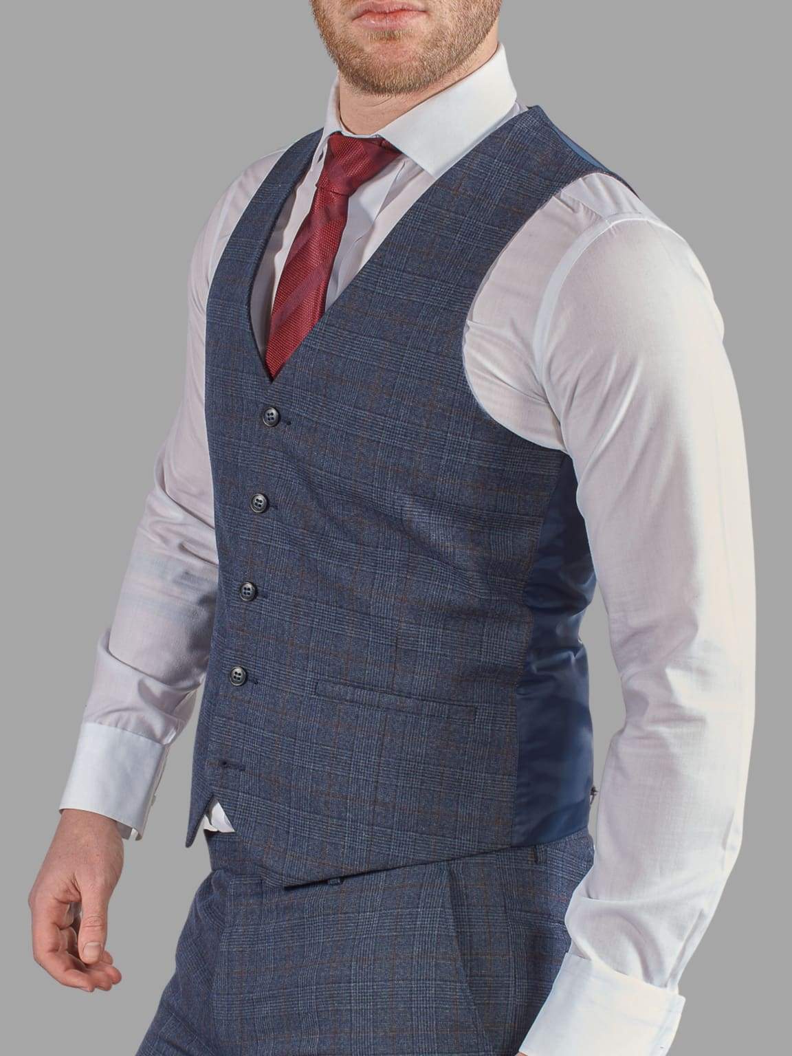 Harry Brown Finley Check Navy 3 Piece Suit - Suit & Tailoring