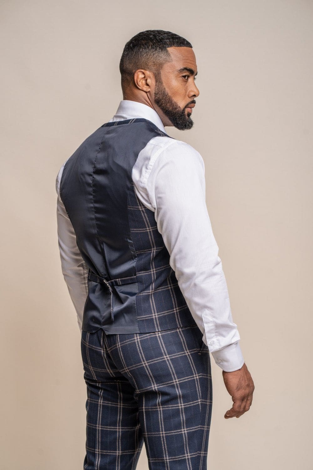 Cavani Hardy Navy Check Waistcoat - Waistcoats