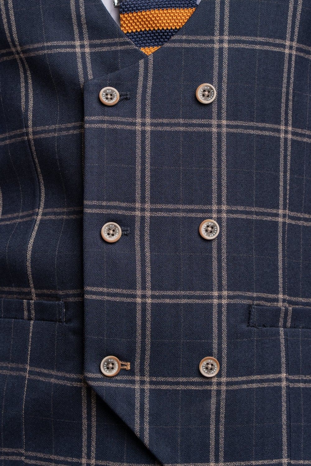 Cavani Hardy Navy Check Waistcoat - Waistcoats