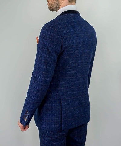 Cavani Kaiser Mens Blue Tweed Three Piece Suit - Suit & Tailoring