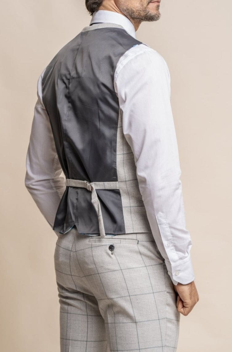 Cavani Light Grey Check Radika Waistcoat - Waistcoats